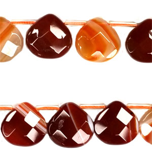 STRIPE RED AGATE FACETED PEAR SD 16X16MM